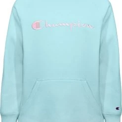 Champion Girls' Solid Raglan Fleece Hoodie For Girls' Ice Fall Heather