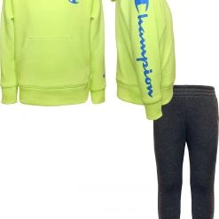 Champion Kids' Script Fleece Hoodie Set For Boys' Sweet Green/granite Htr