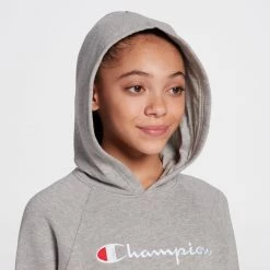 Champion Girls' Solid Raglan Fleece Hoodie For Girls' Oxford Heather -Champion Shop unnamed file 115