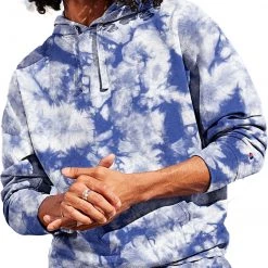 Champion Men's Crush Dye Fleece Hoodie For Men Crush Dye Oxford Grey