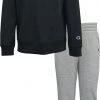 Champion Kids' Signature Fleece Crew Set For Girls' Black/oxford Heather -Champion Shop unnamed file 134