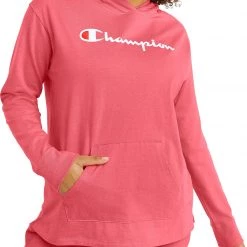 Champion Women's Midweight Jersey Script Logo Hoodie For Women White