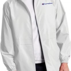 Champion Men's Script Logo Full Zip Jacket For Men White