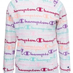 Champion Girls' Allover Print Raglan Fleece Hoodie For Girls' White