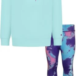 Champion Girls' Tie Dye Crew & Legging Set For Girls' Pink Candy