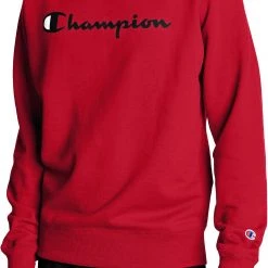 Champion Men's Powerblend Fleece Script Logo Crewneck Sweatshirt For Men Granite Heather
