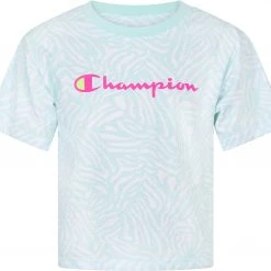 Champion Girls' Zebra Print Boxy T-Shirt For Girls' Blue Mist