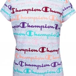Champion Girls' Layered Print Script T-Shirt For Girls' White