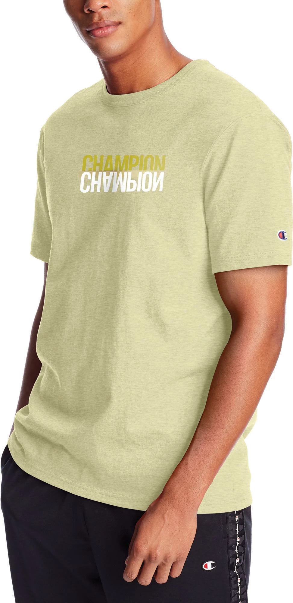 Champion Men's Heritage Reflection Logo Graphic T-Shirt For Men Lemon Glacier 3 Champion Men's Heritage Reflection Logo Graphic T-Shirt For Men Lemon Glacier
