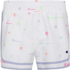 Champion Girls' Varsity Printed Script Woven Shorts For Girls' Neon Kiwi