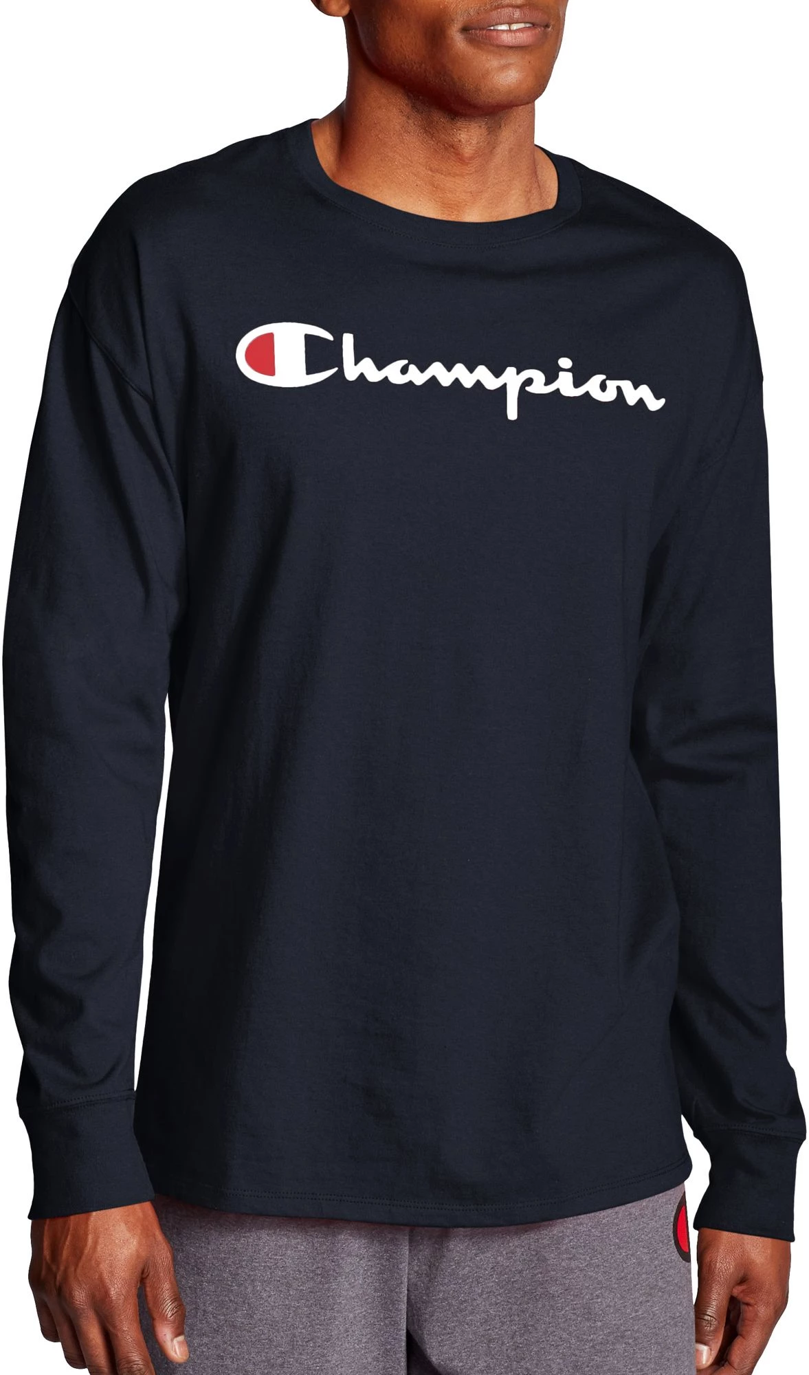 Champion Men's Chest Script Long Sleeve Tee For Men Scarlet 3 Champion Men's Chest Script Long Sleeve Tee For Men Scarlet