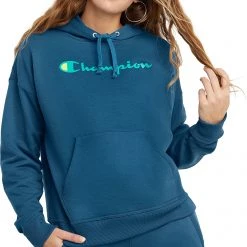 Champion Women's Powerblend Relaxed Hoodie For Women Oxford Gray