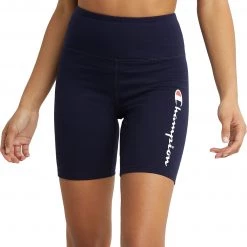 Champion Women's Authentic Script Logo Bike Shorts For Women Athletic Navy