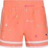 Champion Little Girls' Varsity Print Woven Shorts For Girls' Bright Coral -Champion Shop unnamed file 528