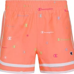 Champion Little Girls' Varsity Print Woven Shorts For Girls' Bright Coral