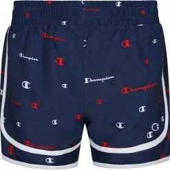Champion Girls' Varsity Printed Script Woven Shorts For Girls' Navy/white