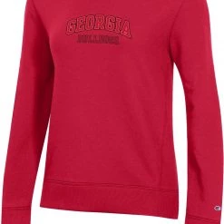 Champion Women's Georgia Bulldogs Red Pullover Crew Sweatshirt For Women