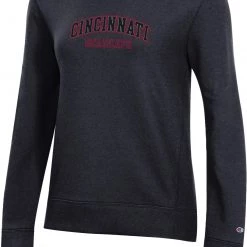 Champion Women's Cincinnati Bearcats Black Pullover Crew Sweatshirt For Women