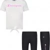 Champion Little Girls' Tie T-Shirt And Bike Shorts Set For Girls' White/black -Champion Shop unnamed file 582