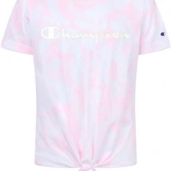 Champion Girls' Printed Tie Dye Tie Front T-Shirt For Girls' Sunbeam Glow