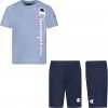 Champion Little Boys' Vertical Script T-Shirt And Shorts Set For Girls' Off The Grid Green