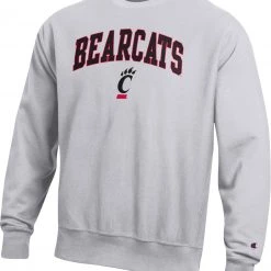 Champion Men's Cincinnati Bearcats Grey Reverse Weave Crew Sweatshirt For Men