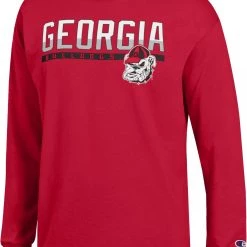 Champion Men's Georgia Bulldogs Red Long Sleeve Jersey T-Shirt For Men
