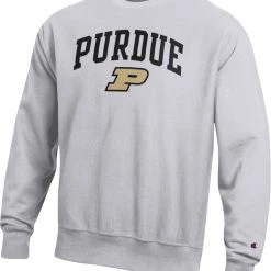 Champion Men's Purdue Boilermakers Grey Reverse Weave Crew Sweatshirt For Men