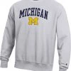 Champion Men's Michigan Wolverines Grey Reverse Weave Crew Sweatshirt For Men -Champion Shop unnamed file 630