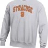 Champion Men's Syracuse Orange Grey Reverse Weave Crew Sweatshirt For Men