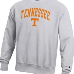 Champion Men's Tennessee Volunteers Grey Reverse Weave Crew Sweatshirt For Men