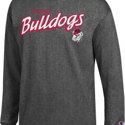 Champion Men's Georgia Bulldogs Grey Jersey Long Sleeve T-Shirt For Men