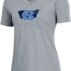 Champion Women's North Carolina Tar Heels Grey V-Neck T-Shirt For Women