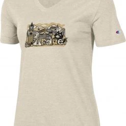 Champion Women's Purdue Boilermakers Oatmeal Asian Culture V-Neck T-Shirt For Women