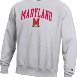 Champion Men's Maryland Terrapins Grey Reverse Weave Crew Sweatshirt For Men
