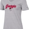 Champion Women's Georgia Bulldogs Grey University 2.0 V-Neck T-Shirt For Women