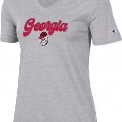 Champion Women's Georgia Bulldogs Grey University 2.0 V-Neck T-Shirt For Women