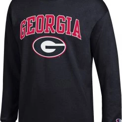 Champion Men's Georgia Bulldogs Black Logo Long Sleeve T-Shirt For Men