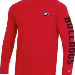 Champion Men's Georgia Bulldogs Red Long Sleeve Crew T-Shirt For Men