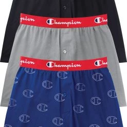 Champion Men's Everyday Comfort Cotton Stretch Boxers – 3 Pack For Men Black/blue/grey