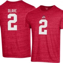 Champion Men's Ohio State Buckeyes Chris Olave #2 Scarlet T-Shirt For Men