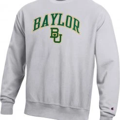 Champion Men's Baylor Bears Grey Reverse Weave Crew Pullover Sweatshirt For Men