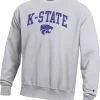 Champion Men's Kansas State Wildcats Grey Reverse Weave Crew Sweatshirt For Men -Champion Shop unnamed file 719