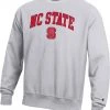 Champion Men's NC State Wolfpack Grey Reverse Weave Crew Sweatshirt For Men