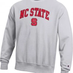 Champion Men's NC State Wolfpack Grey Reverse Weave Crew Sweatshirt For Men
