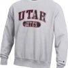 Champion Men's Utah Utes Grey Reverse Weave Crew Pullover Sweatshirt For Men -Champion Shop unnamed file 724