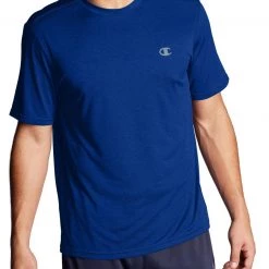 Champion Men's Double Dry Heather Mesh Textured Script Logo T-Shirt For Men Surf The Web Heather