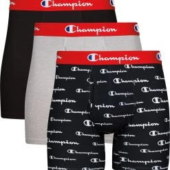 Champion Men's Everyday Cotton Stretch 6" Boxer Briefs - 3 Pack For Men Blk/oxf Hth G/blk C Scrpt