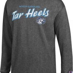 Champion Men's North Carolina Tar Heels Grey Jersey Long Sleeve T-Shirt For Men
