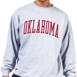 Champion Men's Big & Tall Oklahoma Sooners Grey Reverse Weave Crew Sweatshirt For Men